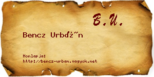 Bencz Urbán névjegykártya